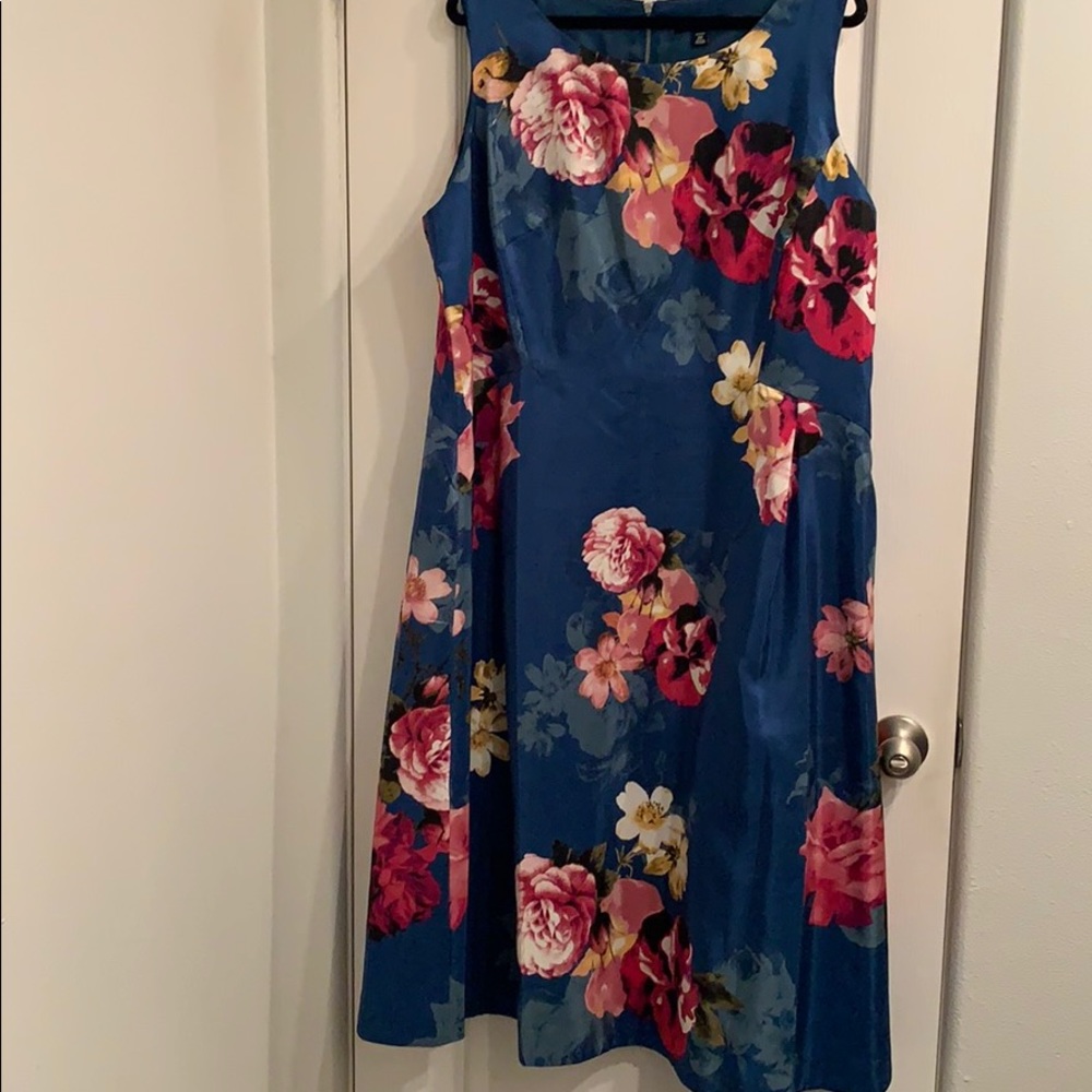 Blue and pink floral dress